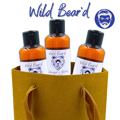 Wild Bear'd Cedarwood & Patchouli Beard Oil - 3 Bottle Gift Set