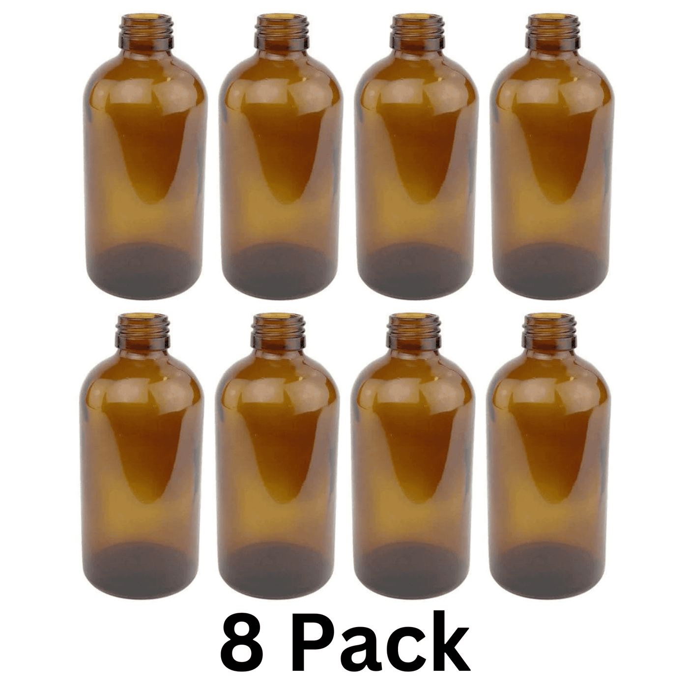 200ml Amber 'Boston' Style Glass Bottle - 8 Pack