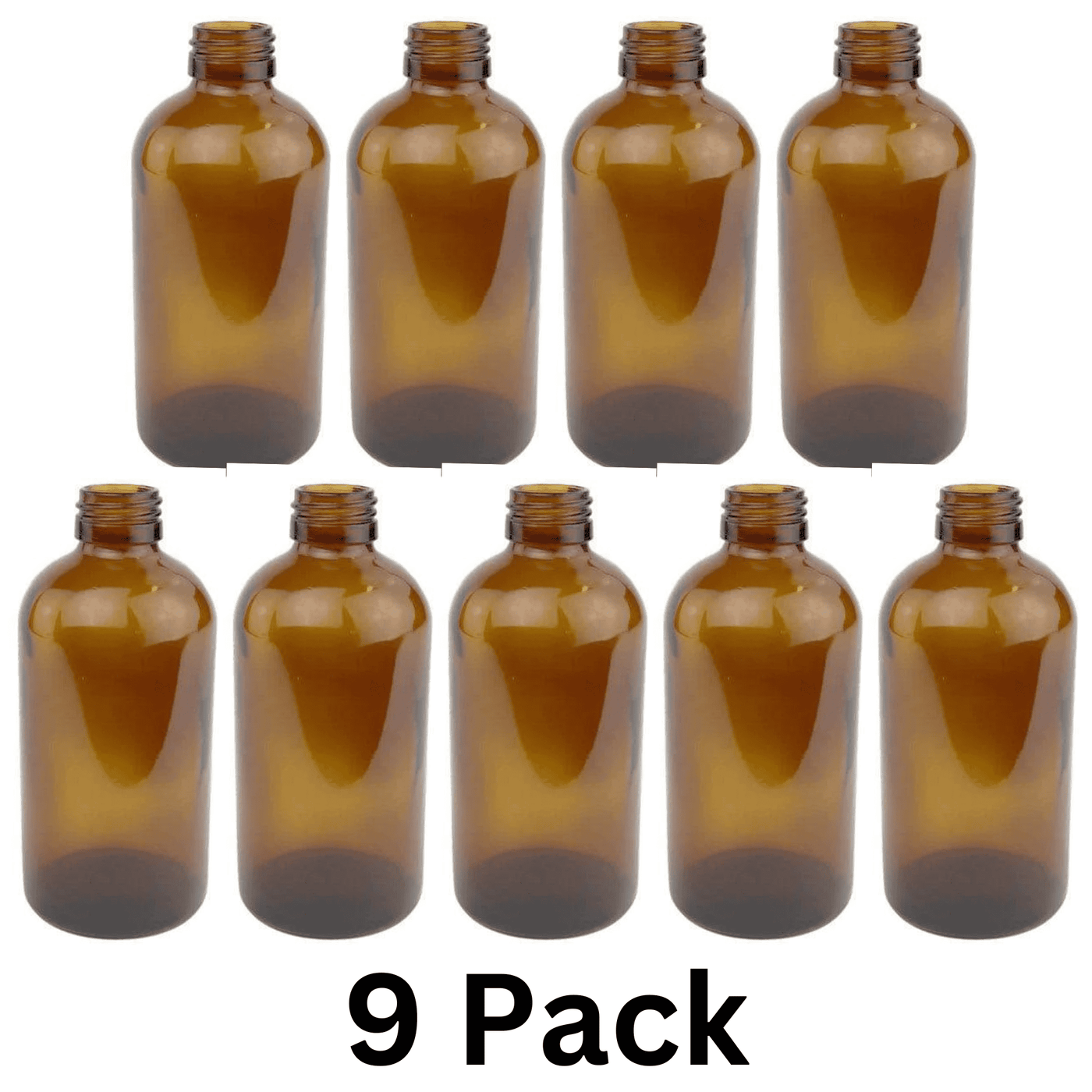 250ml Amber 'Boston' Style Glass Bottle - 9 Pack