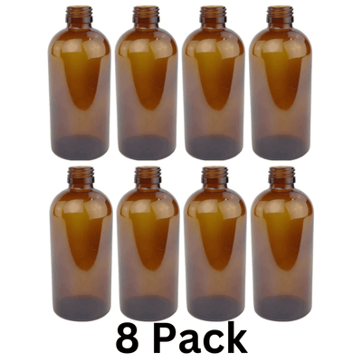 300ml Amber 'Boston' Style Glass Bottle - Pack of 8