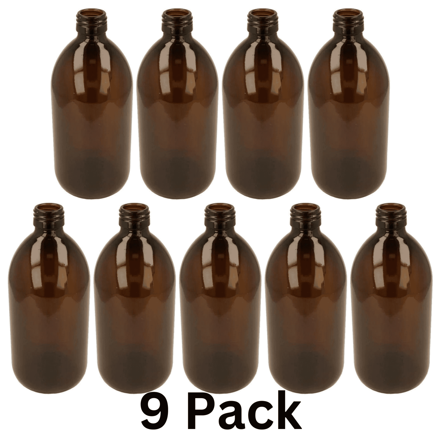 500ml Amber 'Alpha' Style Glass Bottle - 9 Pack